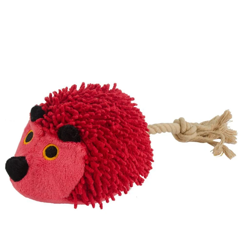 Fuzzle Hundespielzeug Igel - Kuscheltier Plüschtier mit Baumwollseil+Quietscher