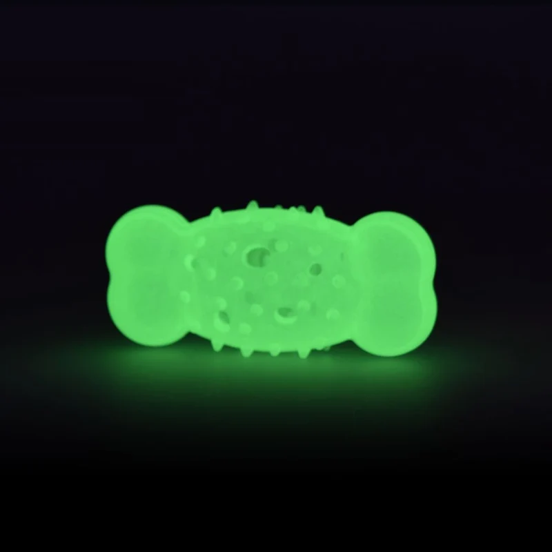 2 GLOW Hundespielzeug - Apportierspielzeug Leckerliball Ball Bone Ring TPR Gummi