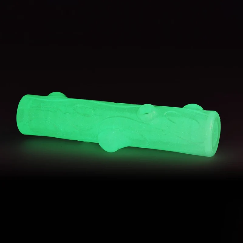 2 GLOW Hundespielzeug - Apportierspielzeug Leckerliball Ball Bone Ring TPR Gummi