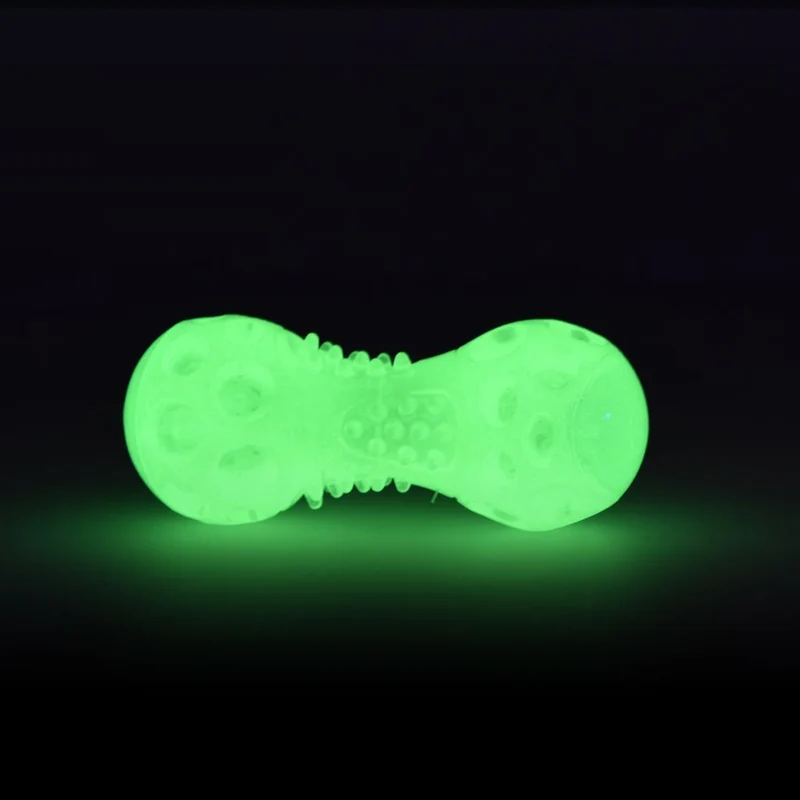 2 GLOW Hundespielzeug - Apportierspielzeug Leckerliball Ball Bone Ring TPR Gummi