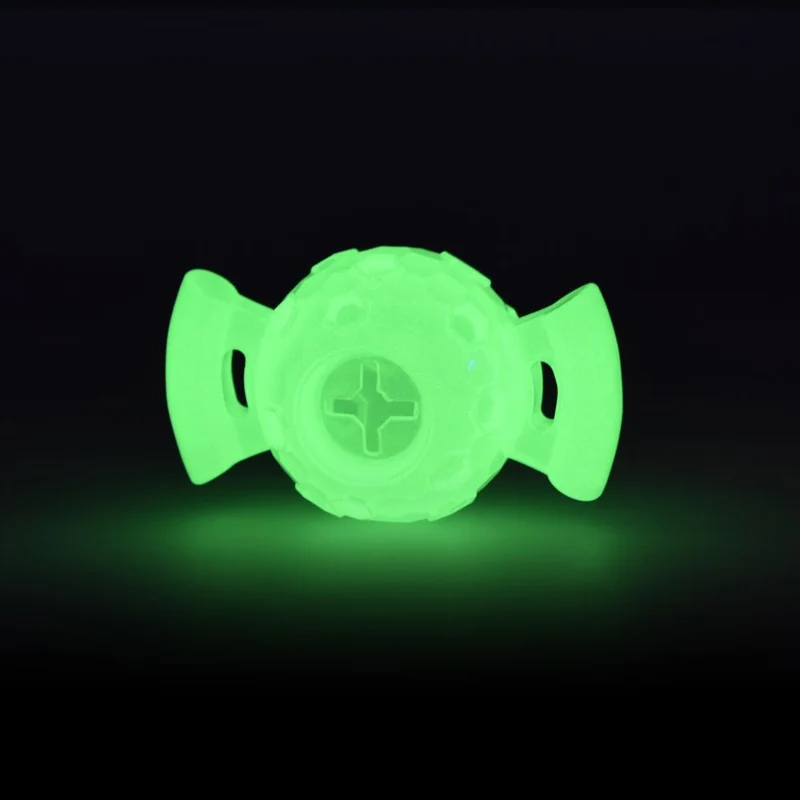 2 GLOW Hundespielzeug - Apportierspielzeug Leckerliball Ball Bone Ring TPR Gummi
