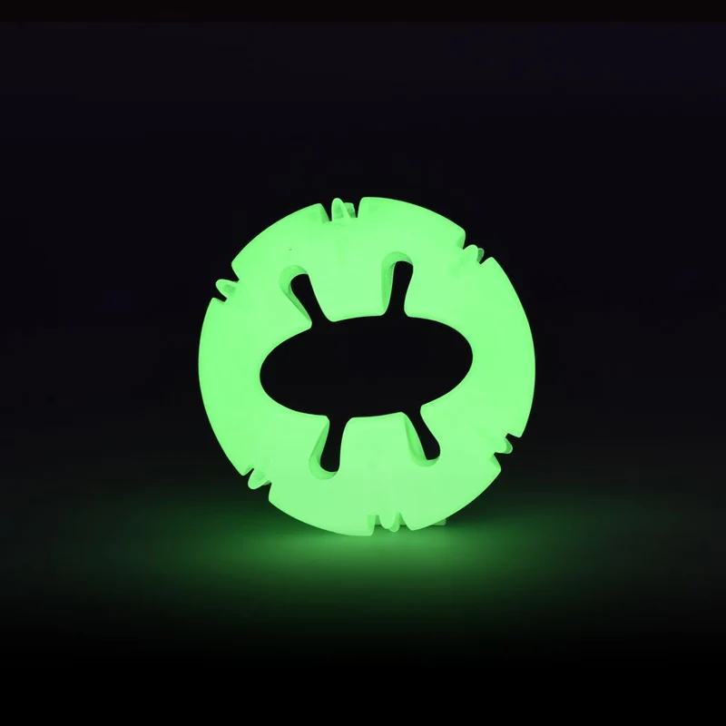2 GLOW Hundespielzeug - Apportierspielzeug Leckerliball Ball Bone Ring TPR Gummi