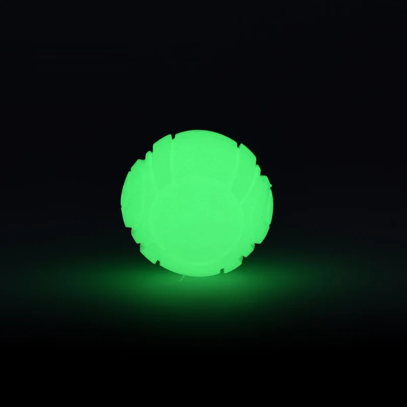 2 GLOW Hundespielzeug - Apportierspielzeug Leckerliball Ball Bone Ring TPR Gummi