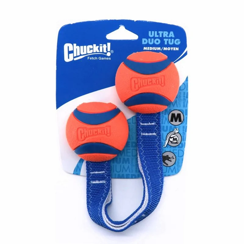Chuckit! Ultra Duo Tug - 2 Bälle mit Schlaufe - Apportierspielzeug Zerrspielzeug