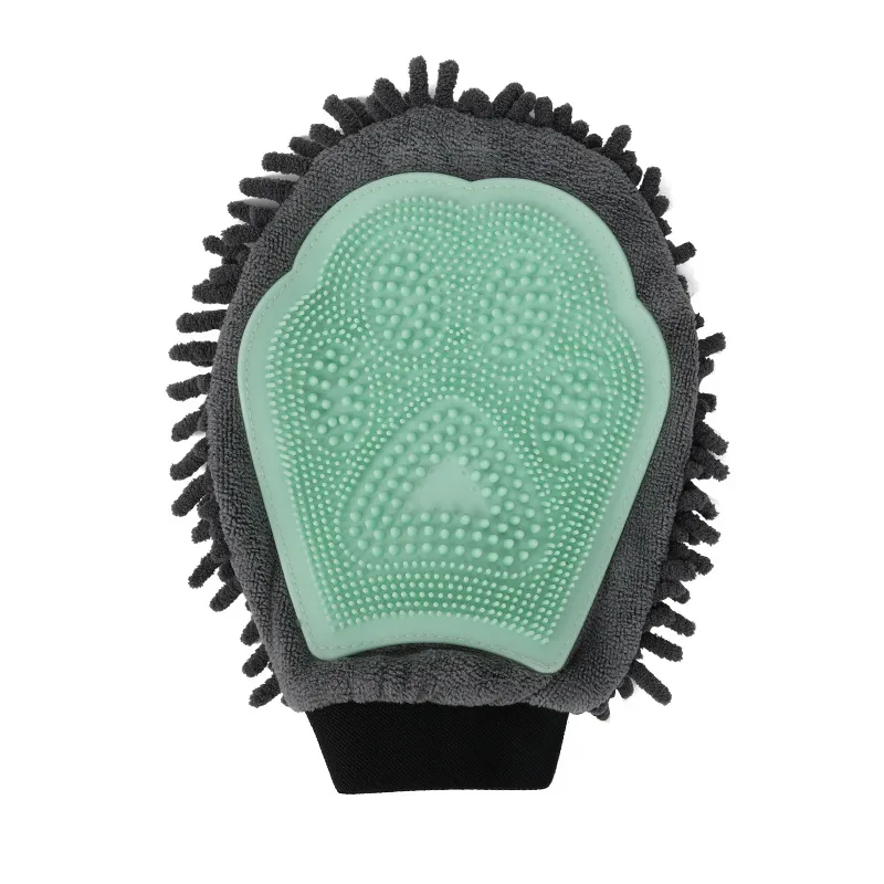 2-in-1 Fellpflege-handschuh Mit Mikrofaser Und Silikon – Sanfte Massage Und Effiziente Haarentfernung Für Hunde Und Katzen