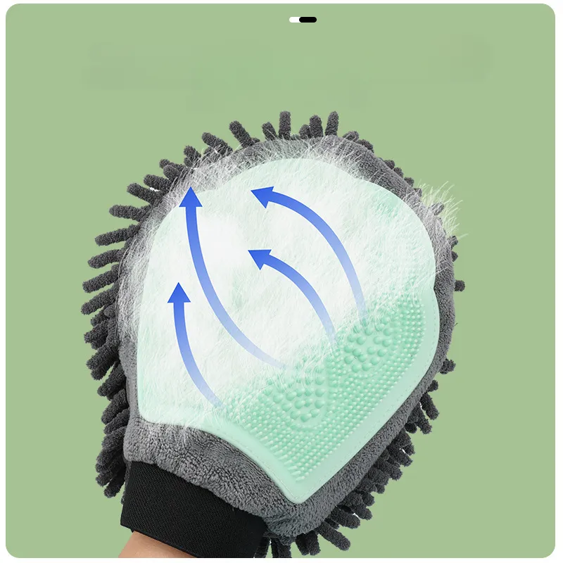 2-in-1 Fellpflege-handschuh Mit Mikrofaser Und Silikon – Sanfte Massage Und Effiziente Haarentfernung Für Hunde Und Katzen