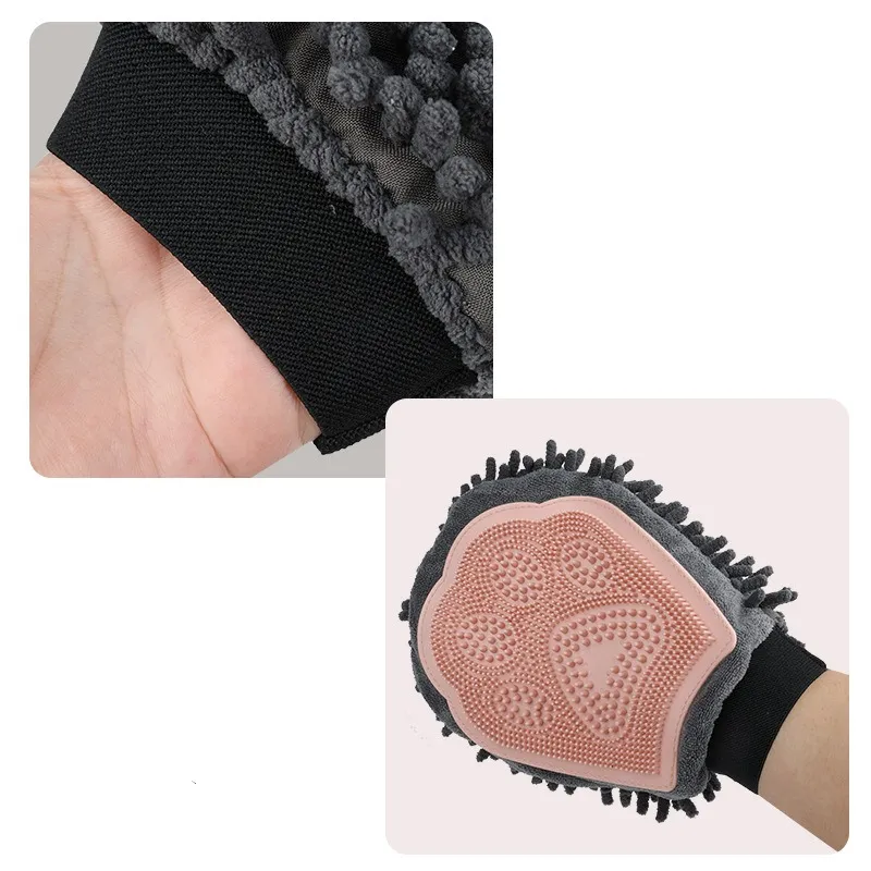 2-in-1 Fellpflege-handschuh Mit Mikrofaser Und Silikon – Sanfte Massage Und Effiziente Haarentfernung Für Hunde Und Katzen
