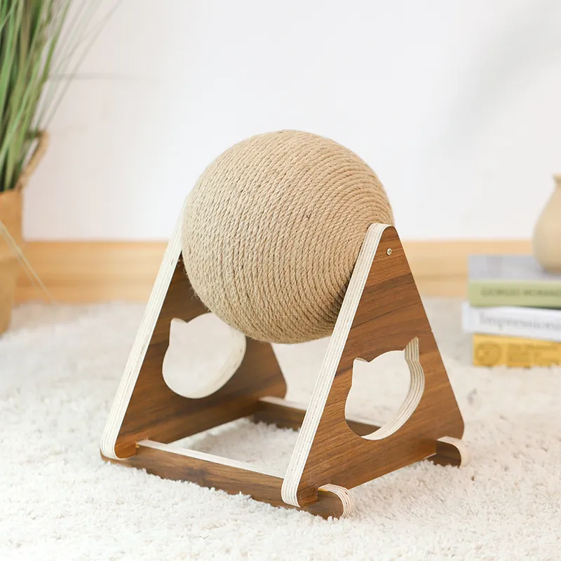 Katzen Kratzball 360° – Innovativer Kratzbaum Mit Drehbarem Sisalball Stabilem Holzgestell