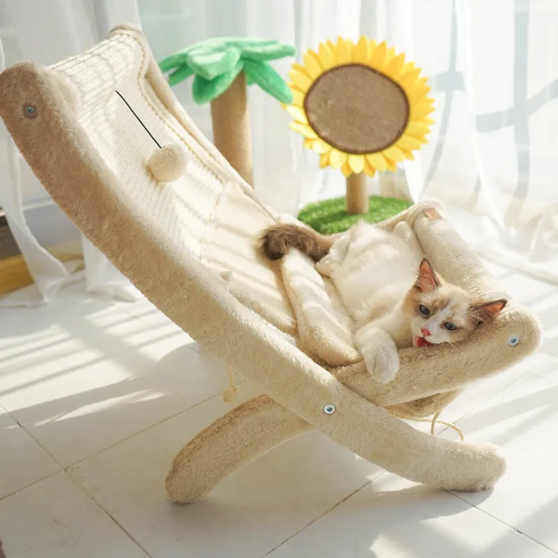 Katzen-liegestuhl Mit Kratzfläche – Bequemer Schlafplatz Kratzmöbel In Einem
