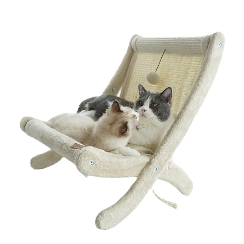 Katzen-liegestuhl Mit Kratzfläche – Bequemer Schlafplatz Kratzmöbel In Einem