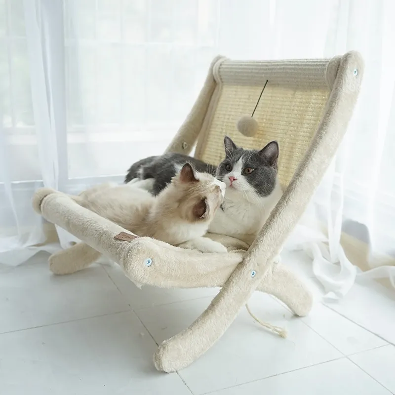 Katzen-liegestuhl Mit Kratzfläche – Bequemer Schlafplatz Kratzmöbel In Einem