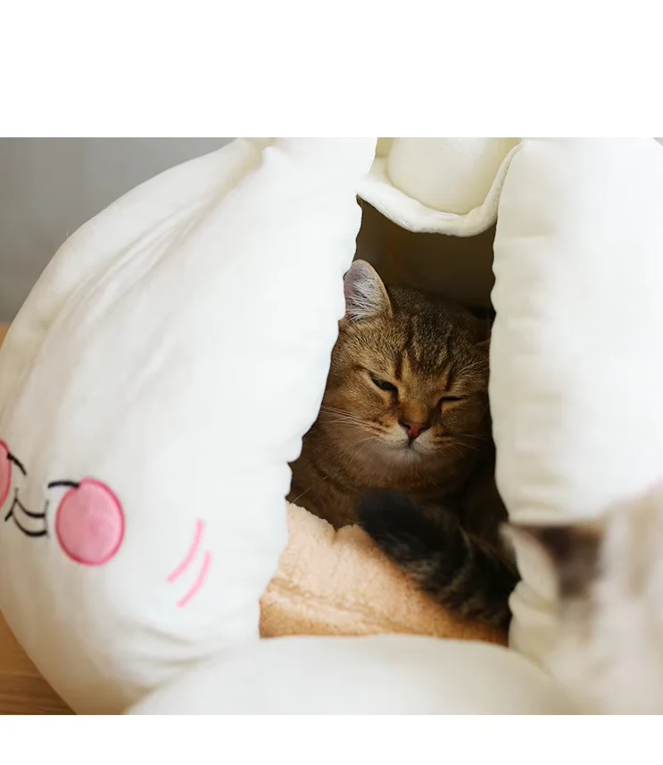 Kuschelige Katzenhöhle – Weiches Knoblauch-design Bett Für Katzen Kleine Hunde