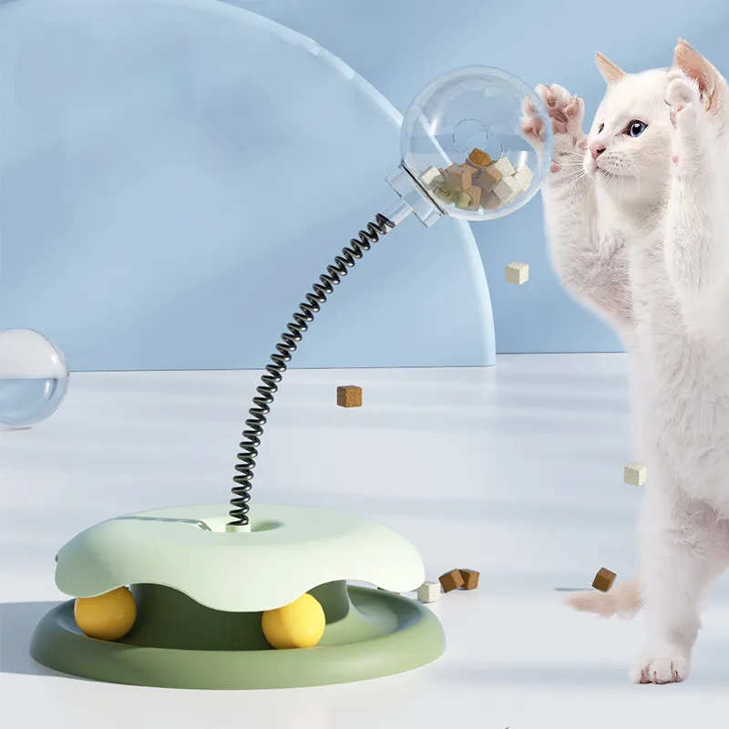Interaktives Katzenspielzeug Mit Leckerli-dispenser Und Flexibler Stange