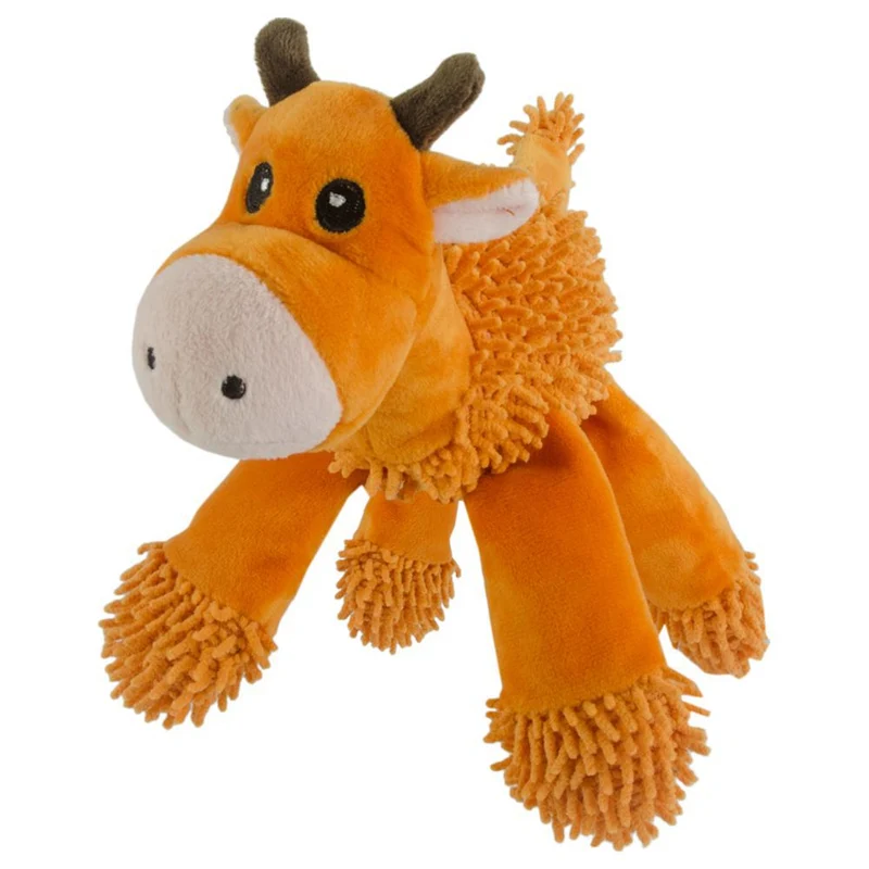 Fuzzle Hundespielzeug Giraffe/Kuh/Nilpferd - Kuscheltier Plüschtier - Quietscher