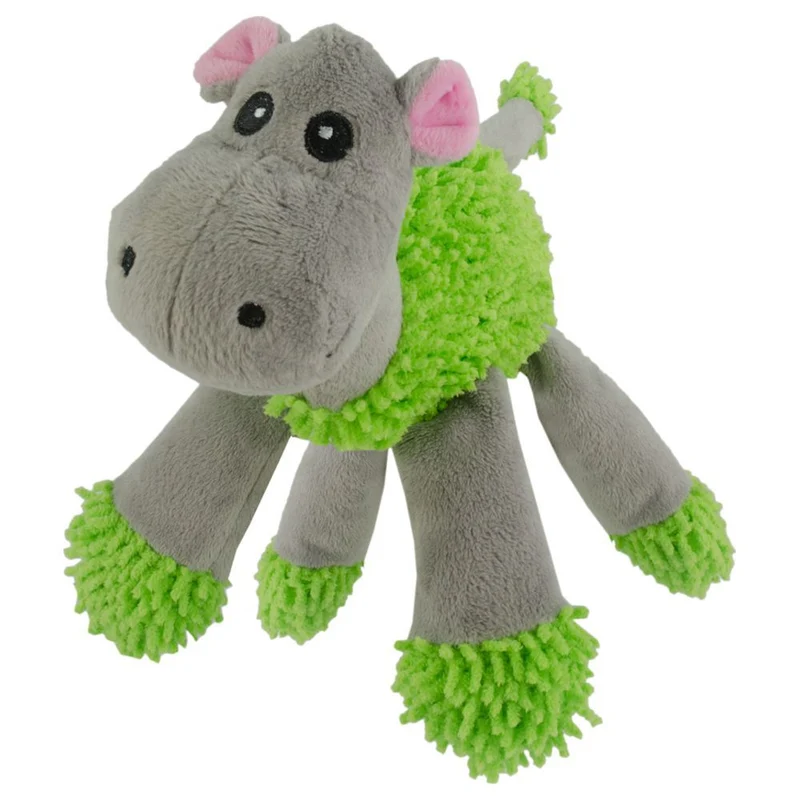 Fuzzle Hundespielzeug Giraffe/Kuh/Nilpferd - Kuscheltier Plüschtier - Quietscher