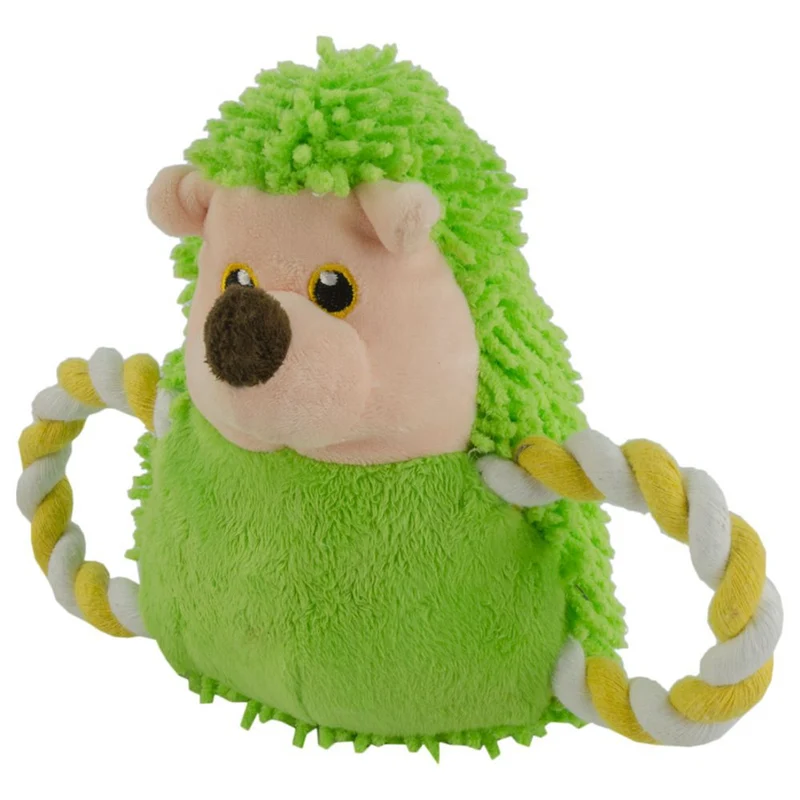 Fuzzle Hundespielzeug Igel - Plüschtier Kuscheltier mit Baumwollseil+Quietscher