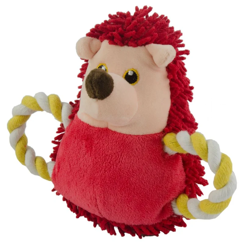 Fuzzle Hundespielzeug Igel - Plüschtier Kuscheltier mit Baumwollseil+Quietscher