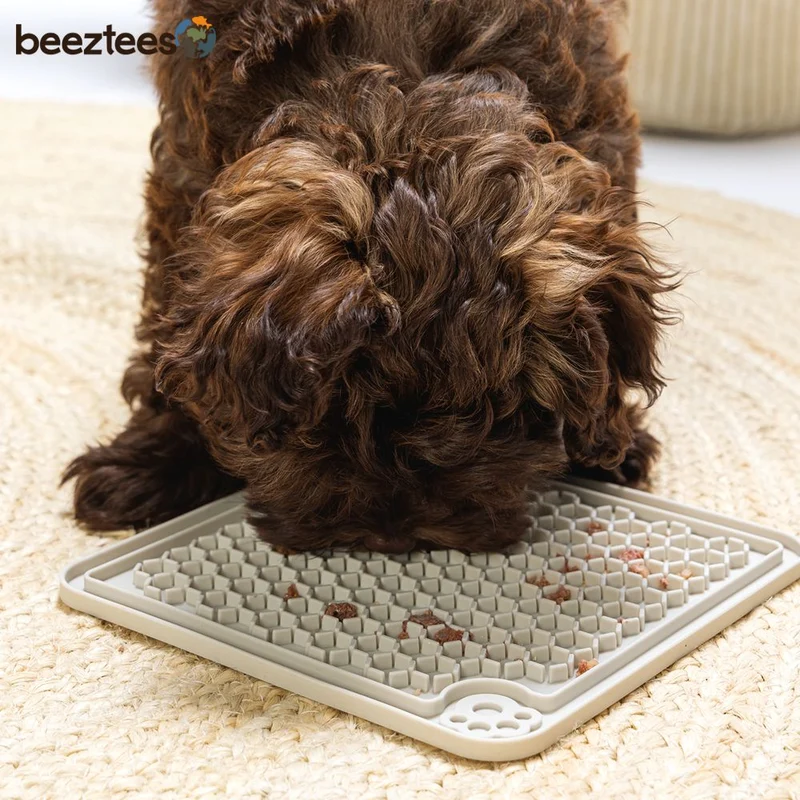 Beeztees Puppy Leckmatte - Schleckmatte Anti-Schlingmatte Silikon grau 20x20cm
