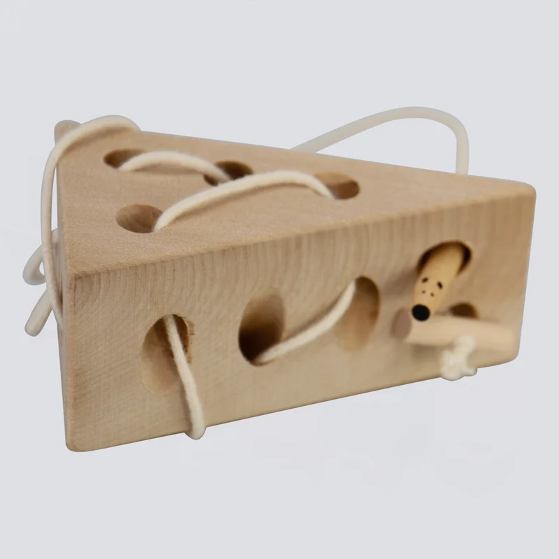 Fädelspiel Käse mit Maus