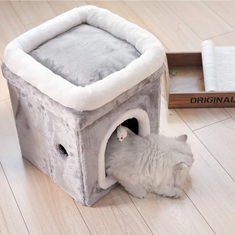 Katzenhöhle Mit Liegefläche – Faltbares Katzenbett Mit Kuschelhöhle Und Spielzeug Für Katzen