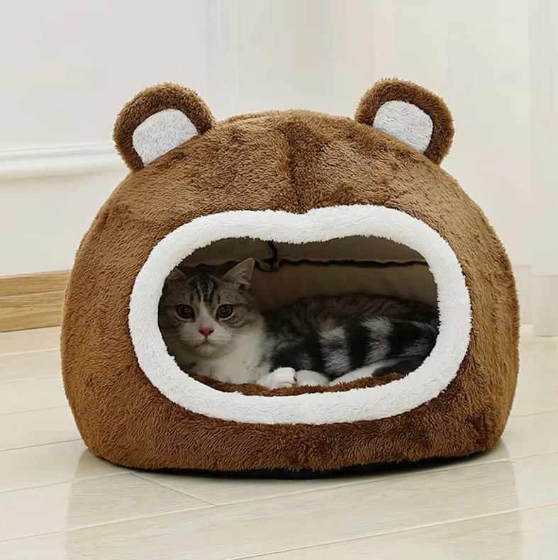 Katzenhöhle Bär – Flauschiges Katzenbett Mit Rutschfestem Boden Dicker Polsterung