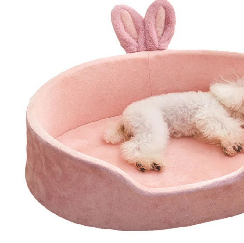 Hundebett Hase – Weiches Kuscheliges Haustierbett Mit Ohren Blumen-Deko