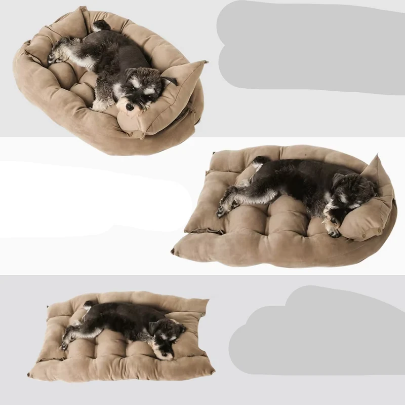 Kuscheliges Hundebett mit Kissen – Weiches Waschbares Haustierbett für Hunde Katzen