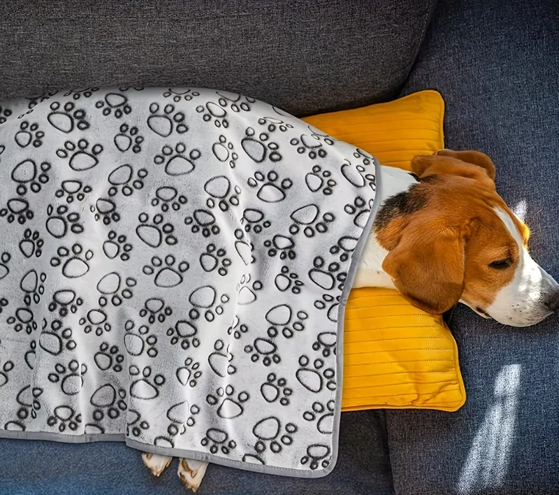 Kuschelige Hundedecke Für Sofa Bett – Weiche Haustierdecke Mit Pfotenmuster
