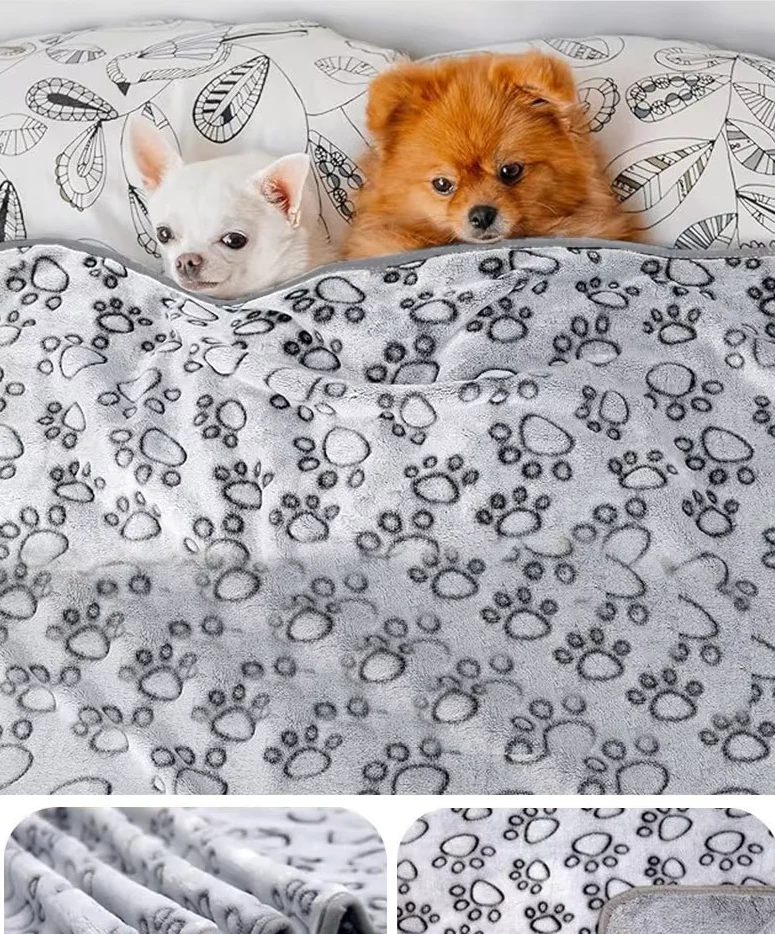 Kuschelige Hundedecke Für Sofa Bett – Weiche Haustierdecke Mit Pfotenmuster