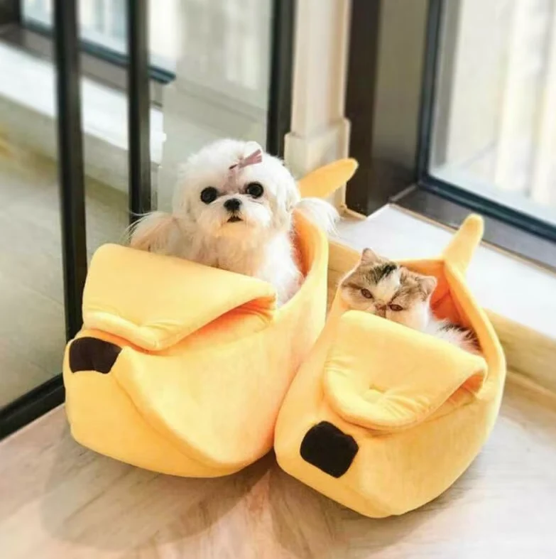 Bananenform Pet Nest für Hunde und Katzen – Komfortable Winterbettchen für Haustiere