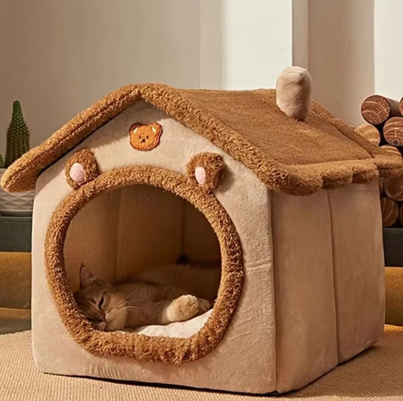 Gemütliches Haustierhaus – Weiches Wärmendes Katzen- und Hundebett mit Kuscheligem Design