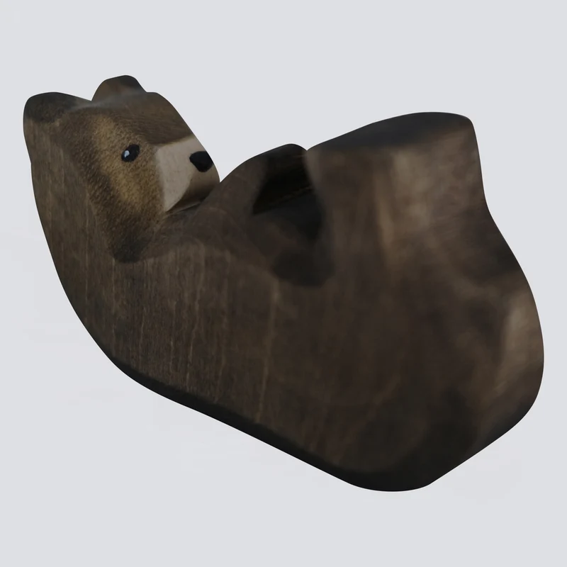 Holzwald Holzfigur Bär klein liegend