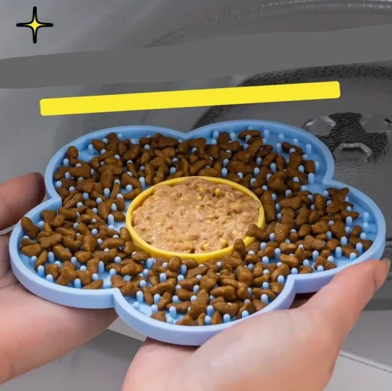 Blumenförmige Schleckmatte Für Katzen – Saugfähiger Slow Feeder Zur Beruhigung Fellpflege