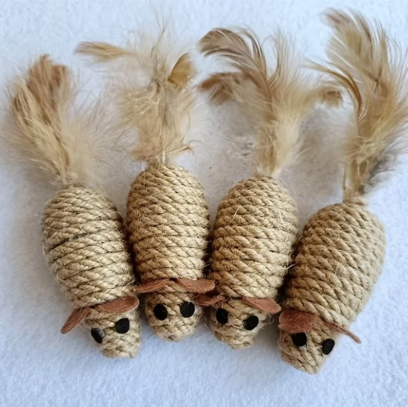 Sisal-fisch Katzenspielzeug – Natürliches Beutespiel Mit Federn Für Aktive Katzen