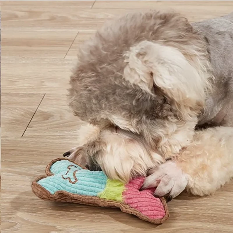 Weiches Quietscher-Hundespielzeug – Robustes Kaukissen In Knochenform