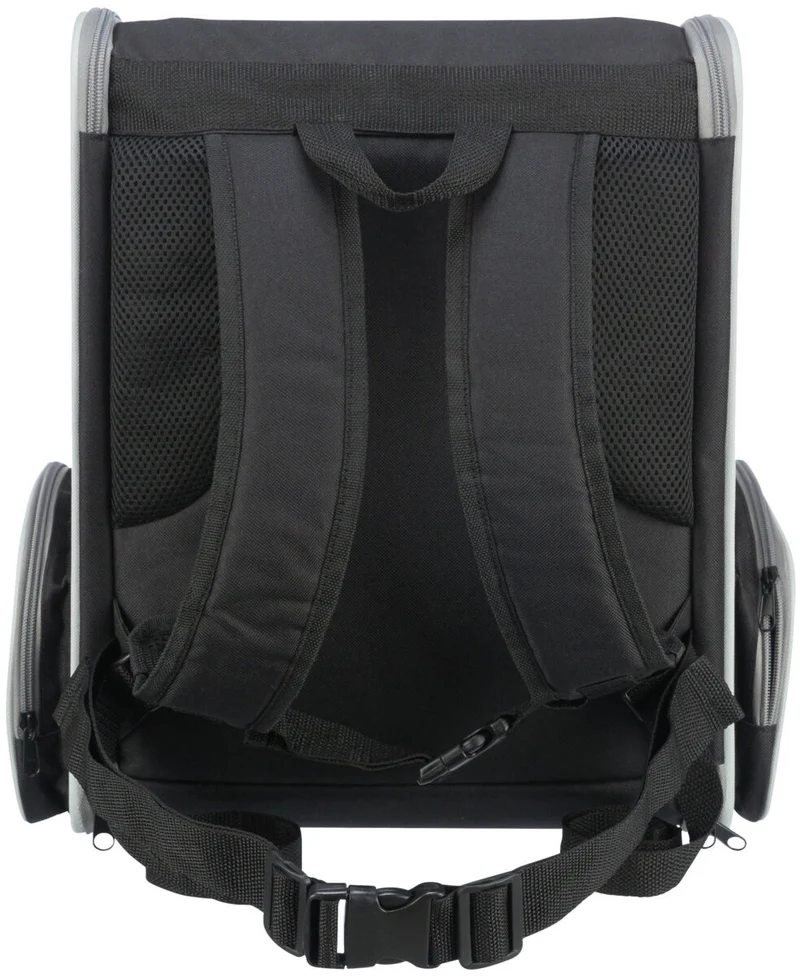 Luftdurchlässiger Hunde- und Katzenrucksack Chloe aus Mesh mit Brust- und Taillengurt, schwarz/hellgrau