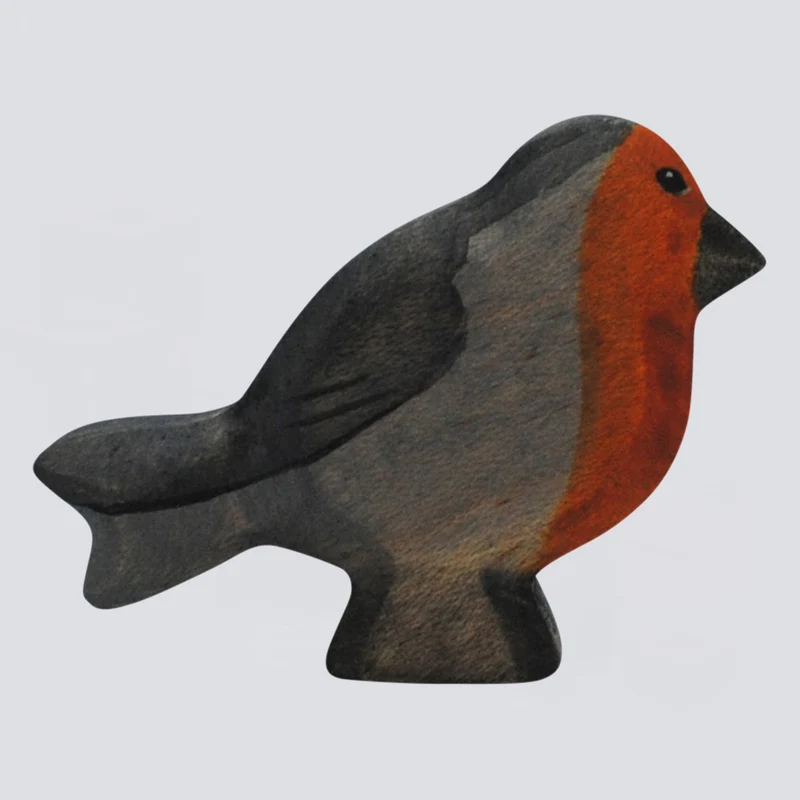 Holzwald Holzfigur Rotkehlchen