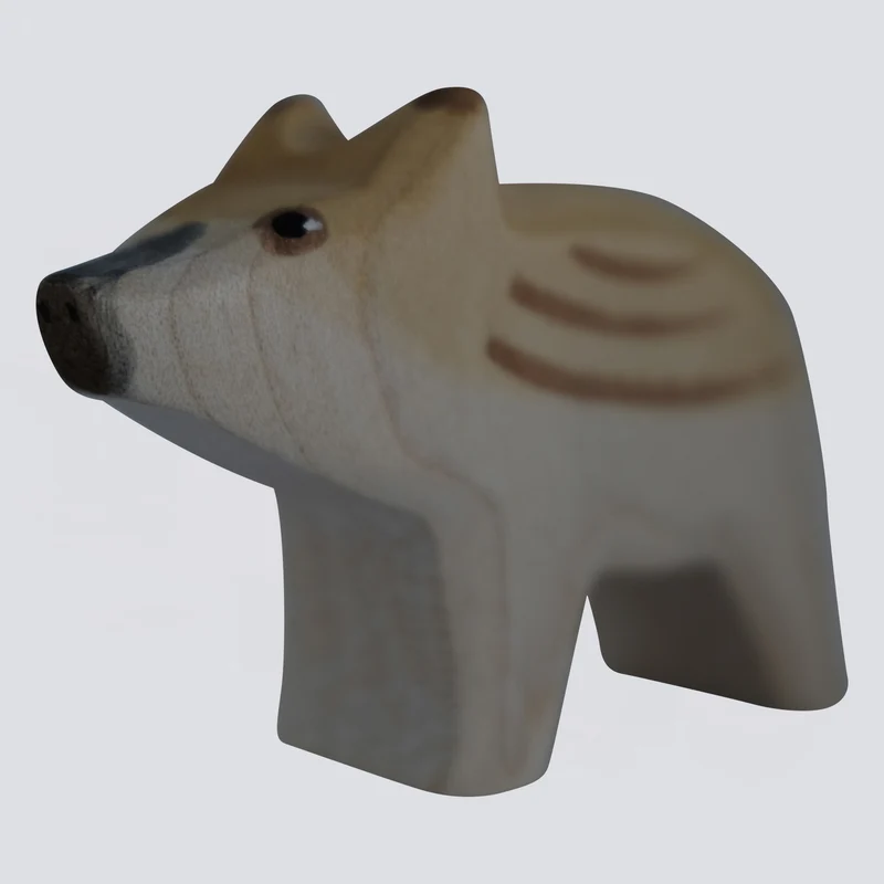 Holzwald Holzfigur Frischling Kopf hoch