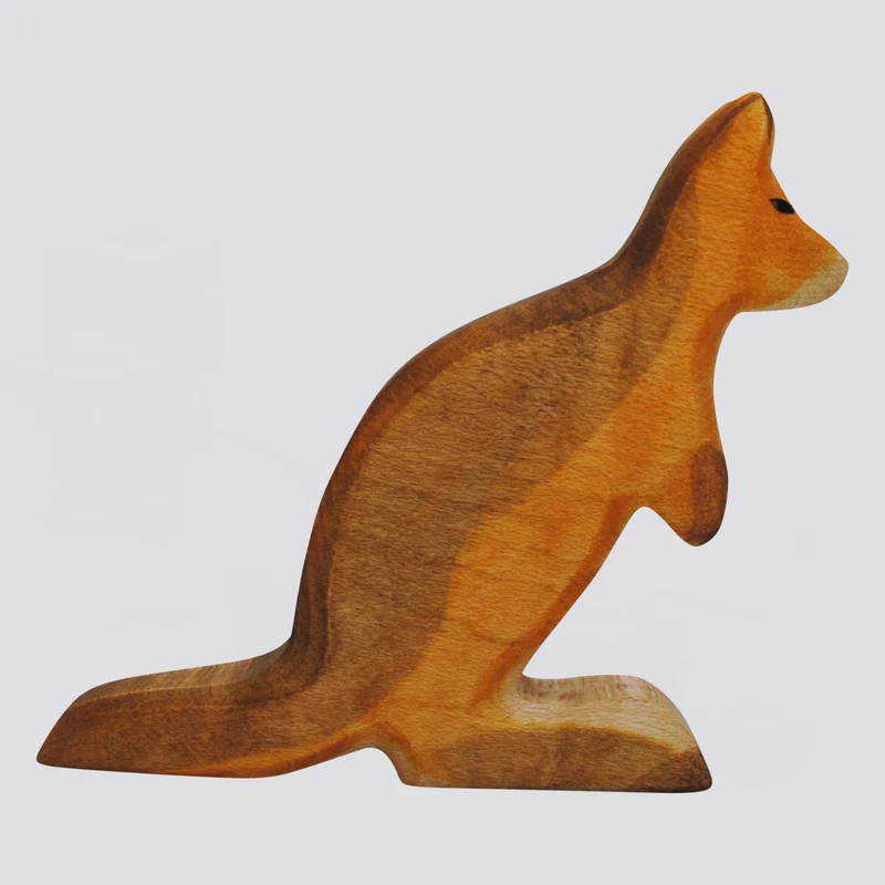 Holzwald Holzfigur Känguru Vater
