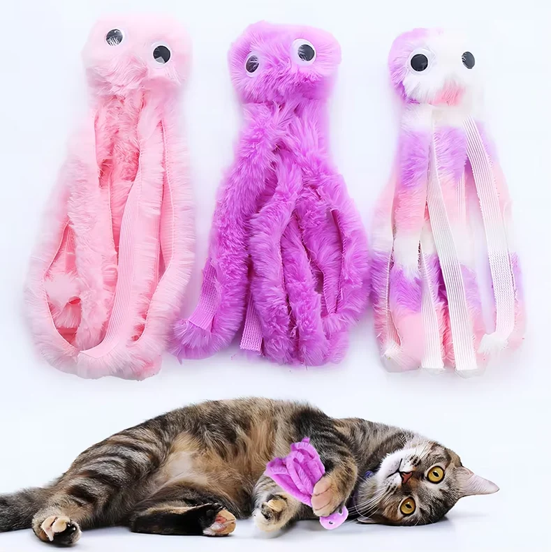 Katzenspielzeug Oktopus – Weiches Plüschtier Mit Katzenminze Langen Tentakeln