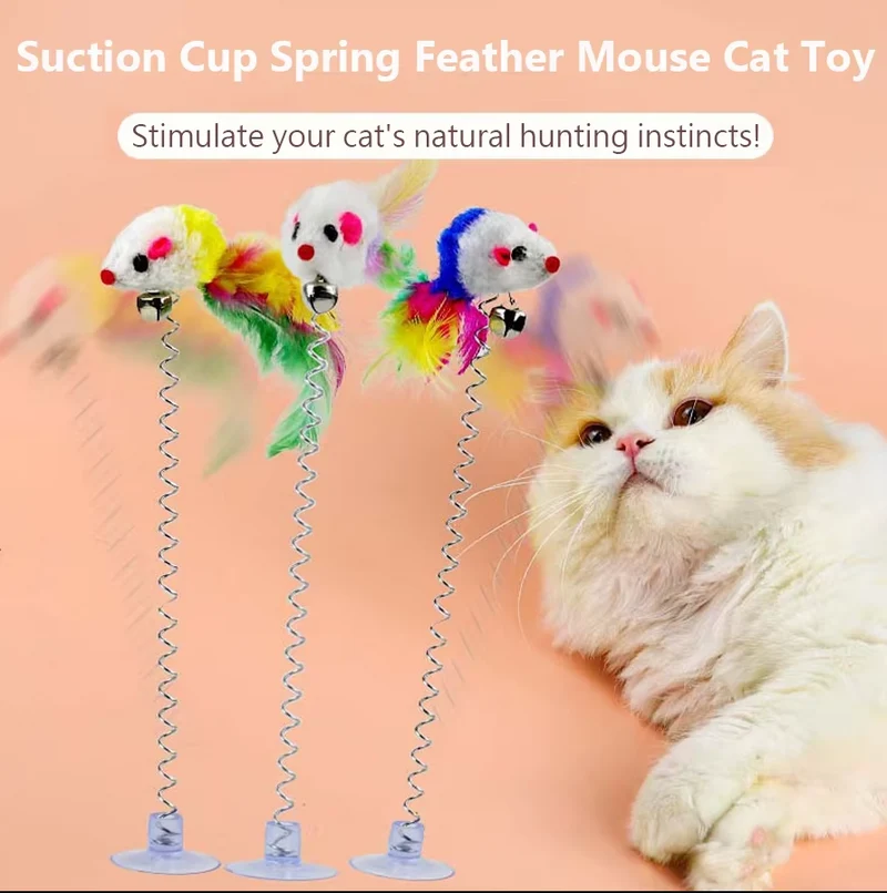 Federnde Maus Mit Saugnapf – Katzen-Spielspaß