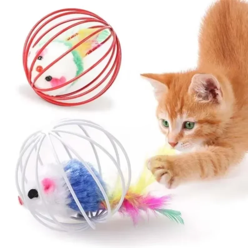 Katzenspielzeug Maus Im Käfig Mit Federschwanz
