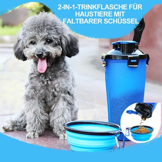 2-in-1 Tragbare Wasser- Und Futterflasche Für Haustiere