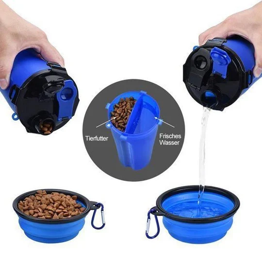 2-in-1 Tragbare Wasser- Und Futterflasche Für Haustiere