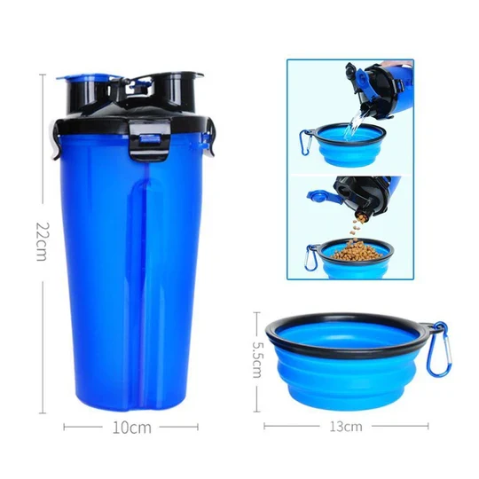 2-in-1 Tragbare Wasser- Und Futterflasche Für Haustiere
