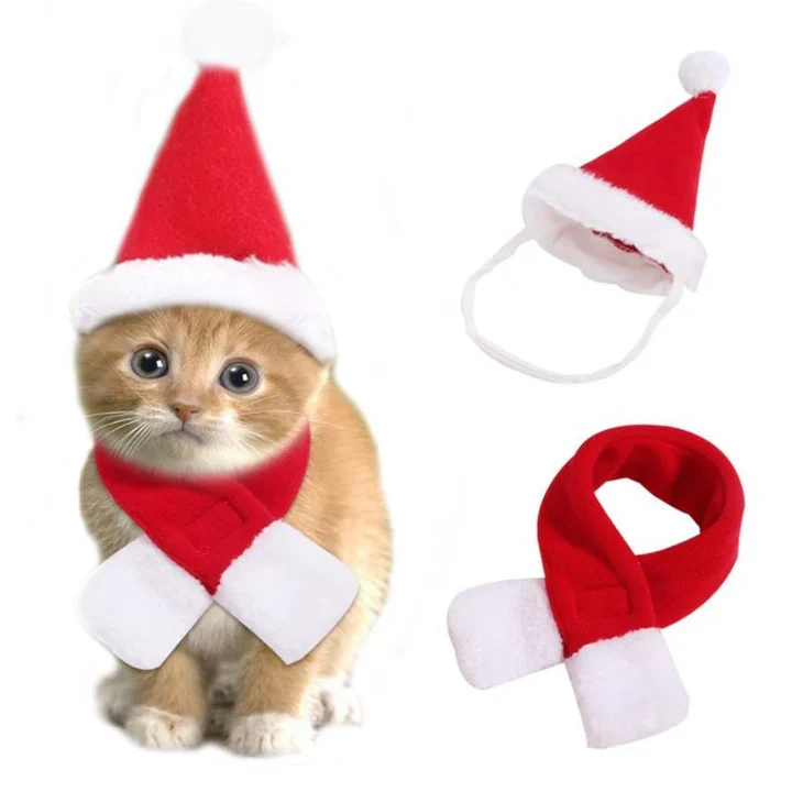 Weihnachtsmütze Mit Schal Für Haustiere