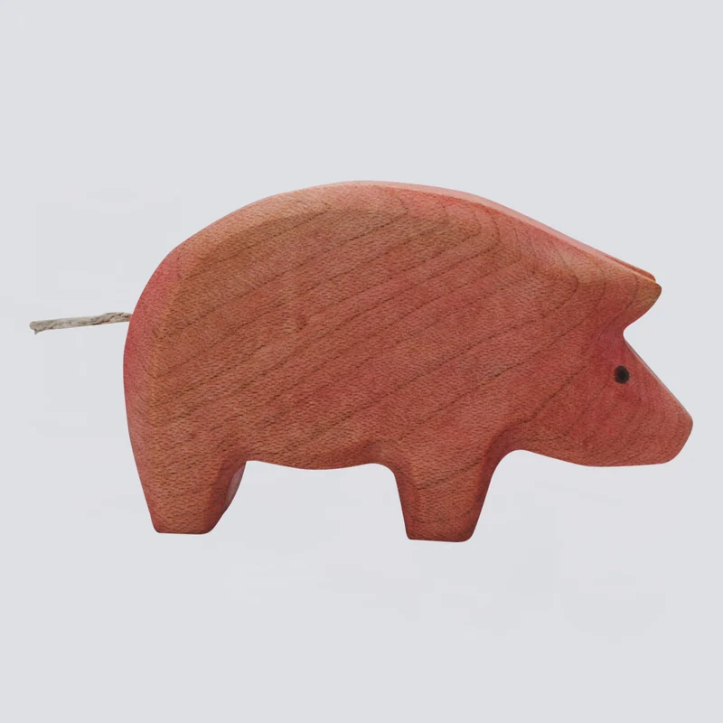 Holzwald Holzfigur Schwein Rüssel unten