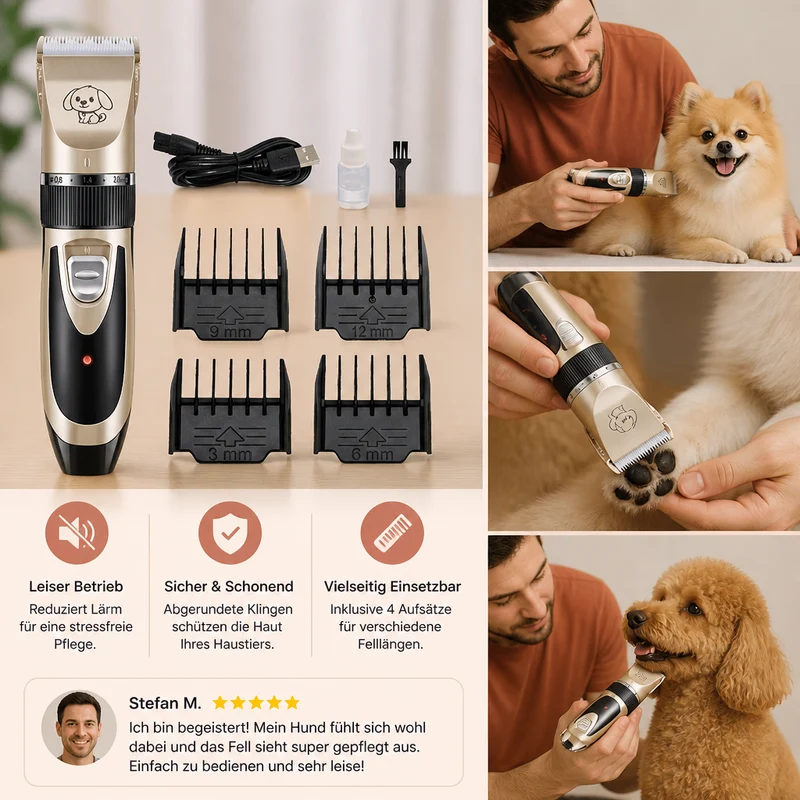 Lautloses Felltrimmer Set für Hunde