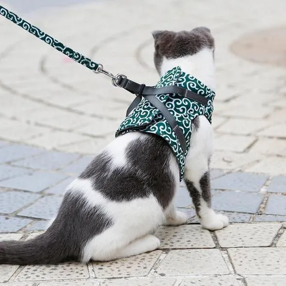 Atmungsaktives Katzengeschirr Mit Leine Für Outdoor-Spaziergänge