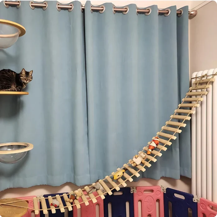 Kletterbrücke und Hängeleiter für Katzenwandmontage